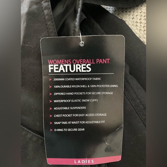 SPORT ESSENTIALS Women’s Overall Snow Bib Pants Snowboard Ski -Black NWT - Picture 3 of 6